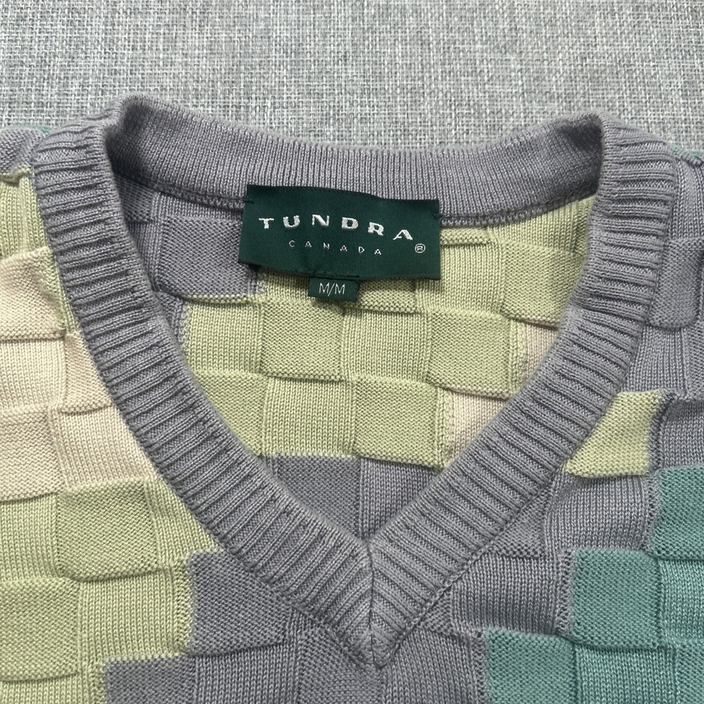 Vtg Tundra Canada Sweater M Geometric 3D Knit Multicolor Mens Cosby Hip Hop - Picture 3 of 9